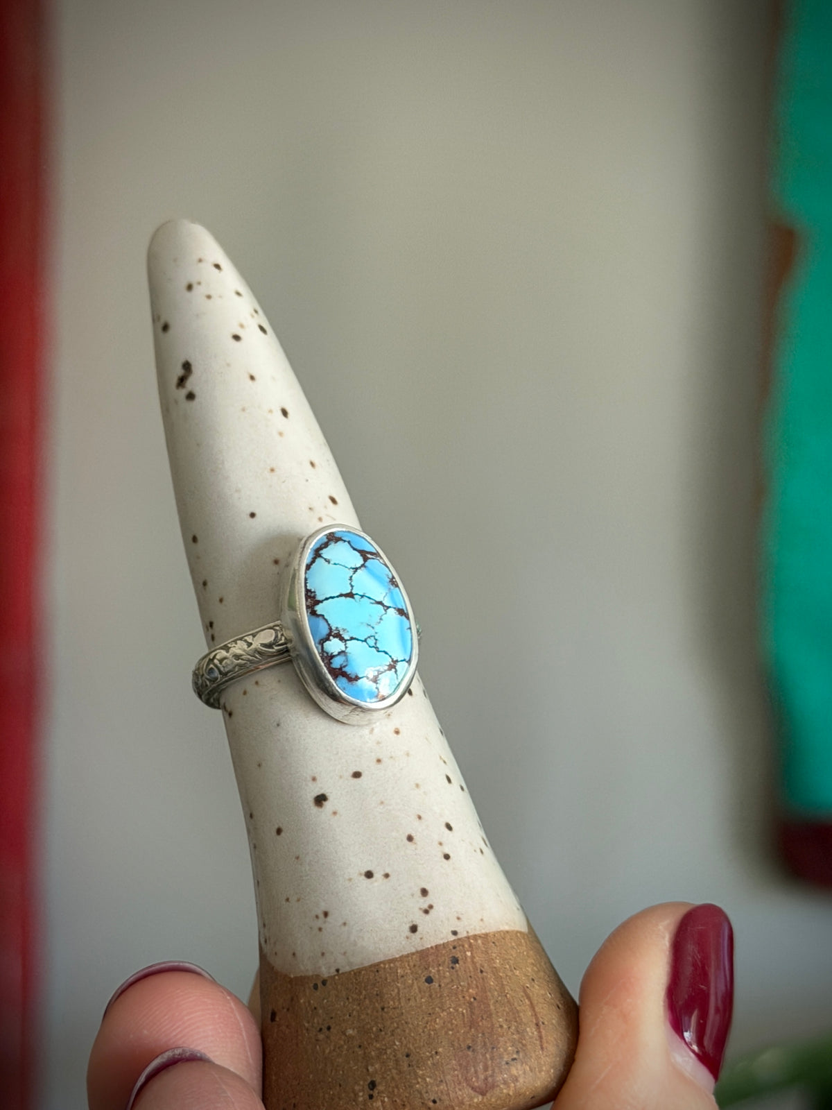 Golden Hills Turquoise Fleur Ring size 7.75
