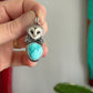 Lone Mountain Turquoise Laura Mears Owl Pendant with Succulents in Blue