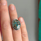 Morenci 2 Turquoise Ring with Pyrite size 6.25