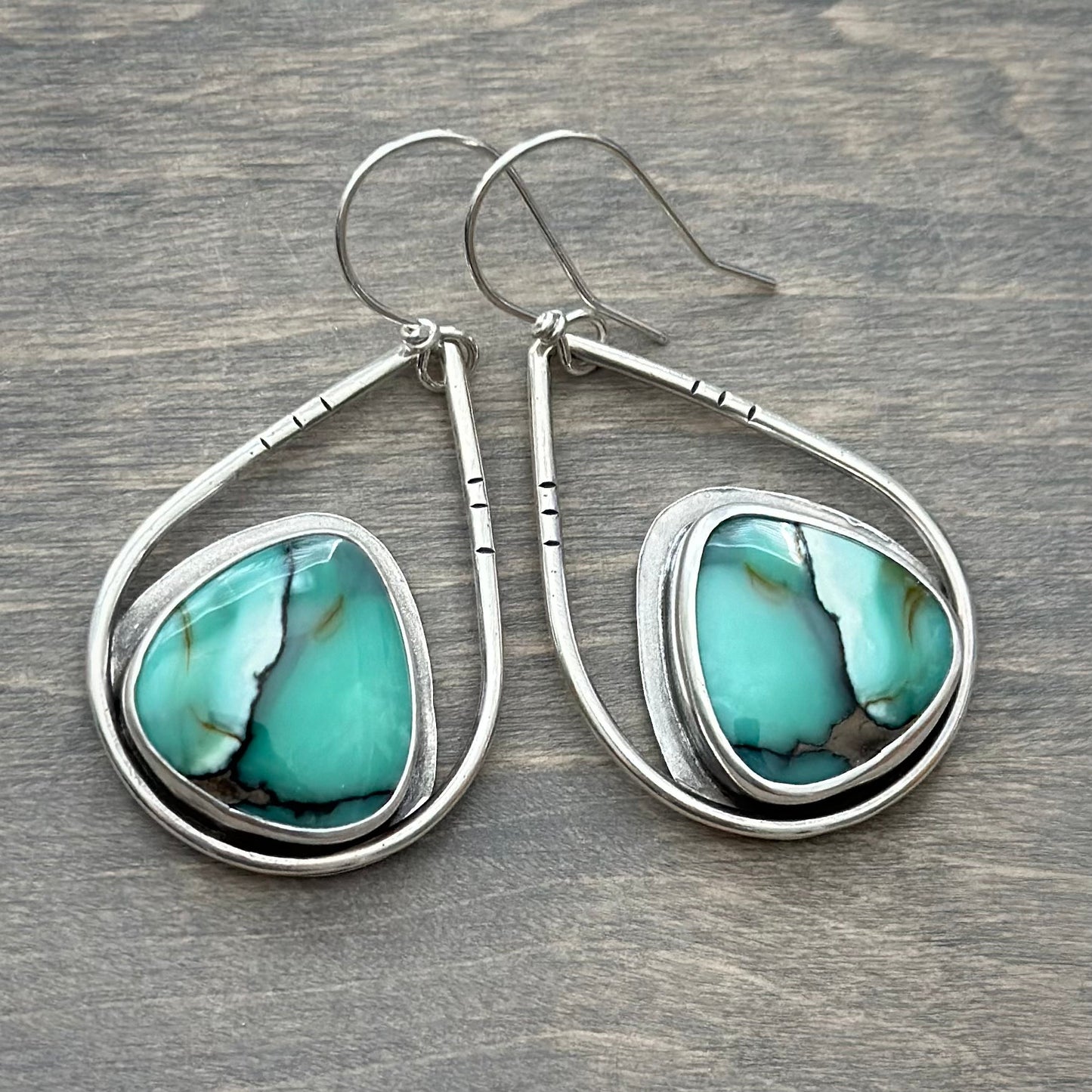 Desert Bloom Variscite Teardrop Hoops v3