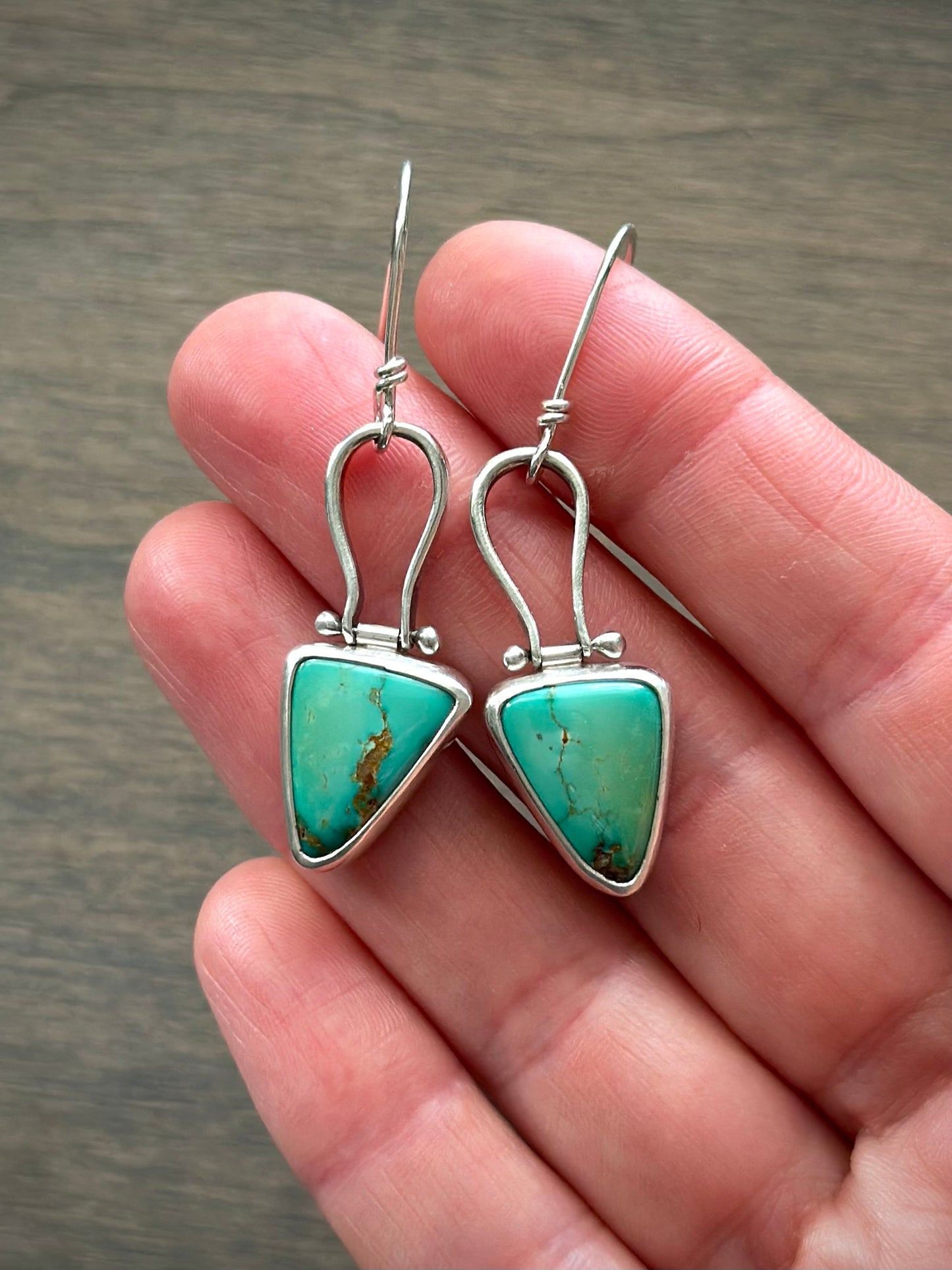 Emerald Valley Turquoise Triangle Earrings in Green