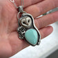 Big Minty Desert Bloom Variscite + Laura Mears Owl Face Pendant v2