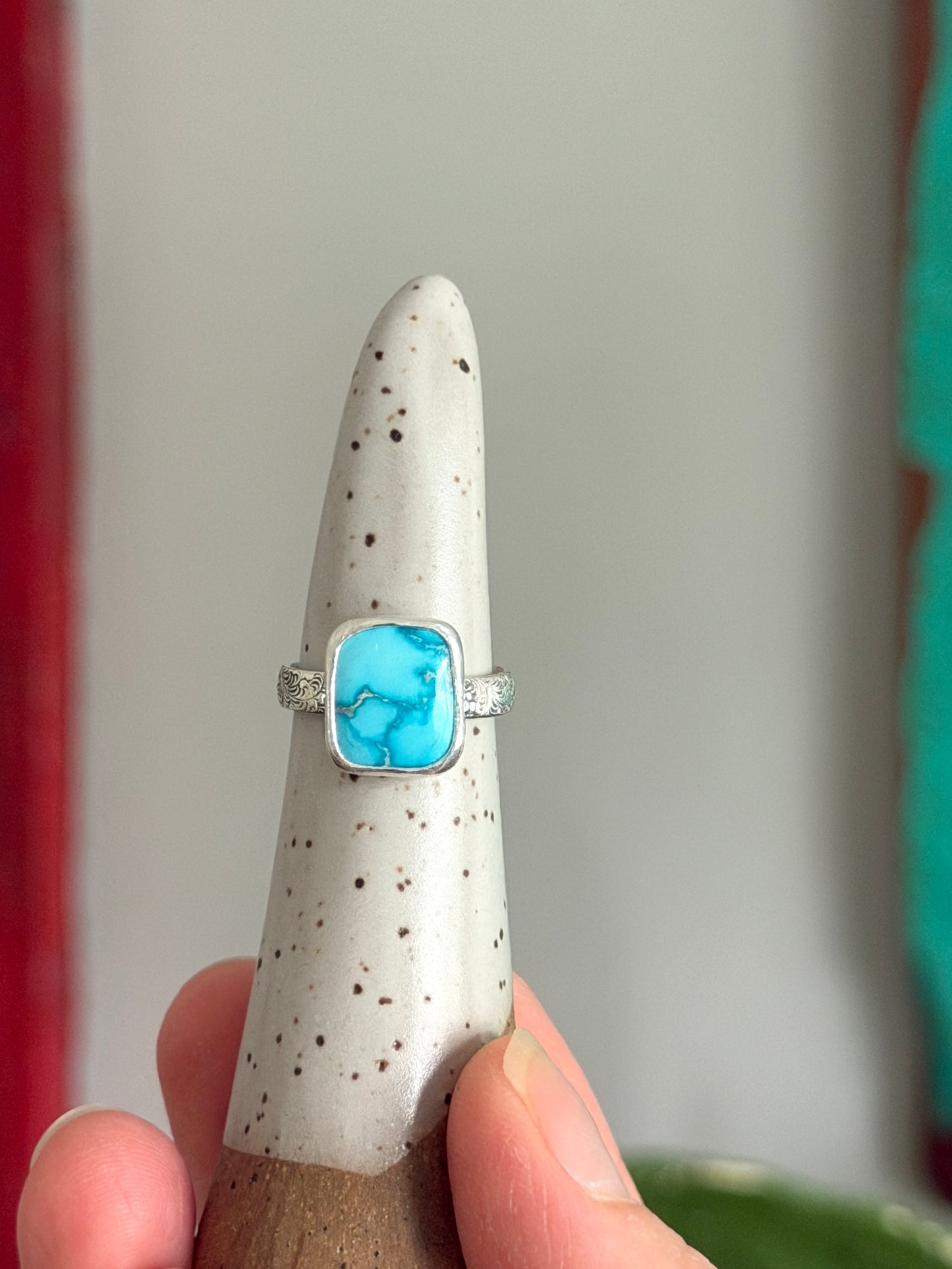 Bluebird Turquoise Square Ring size 5.75