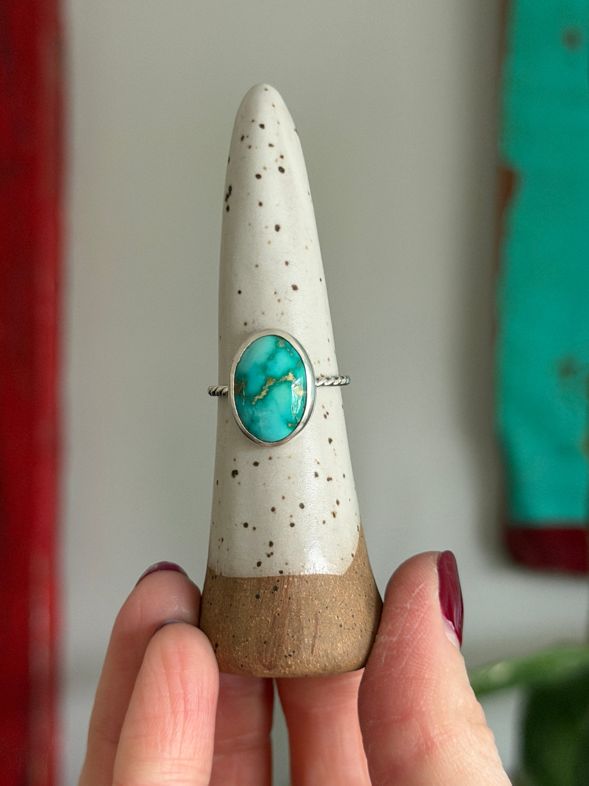 Sonoran Nugget Turquoise Twist Ring size 8