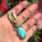 Laura Mears Rabbit Hare Pale Royston Turquoise Pendant with Succulents