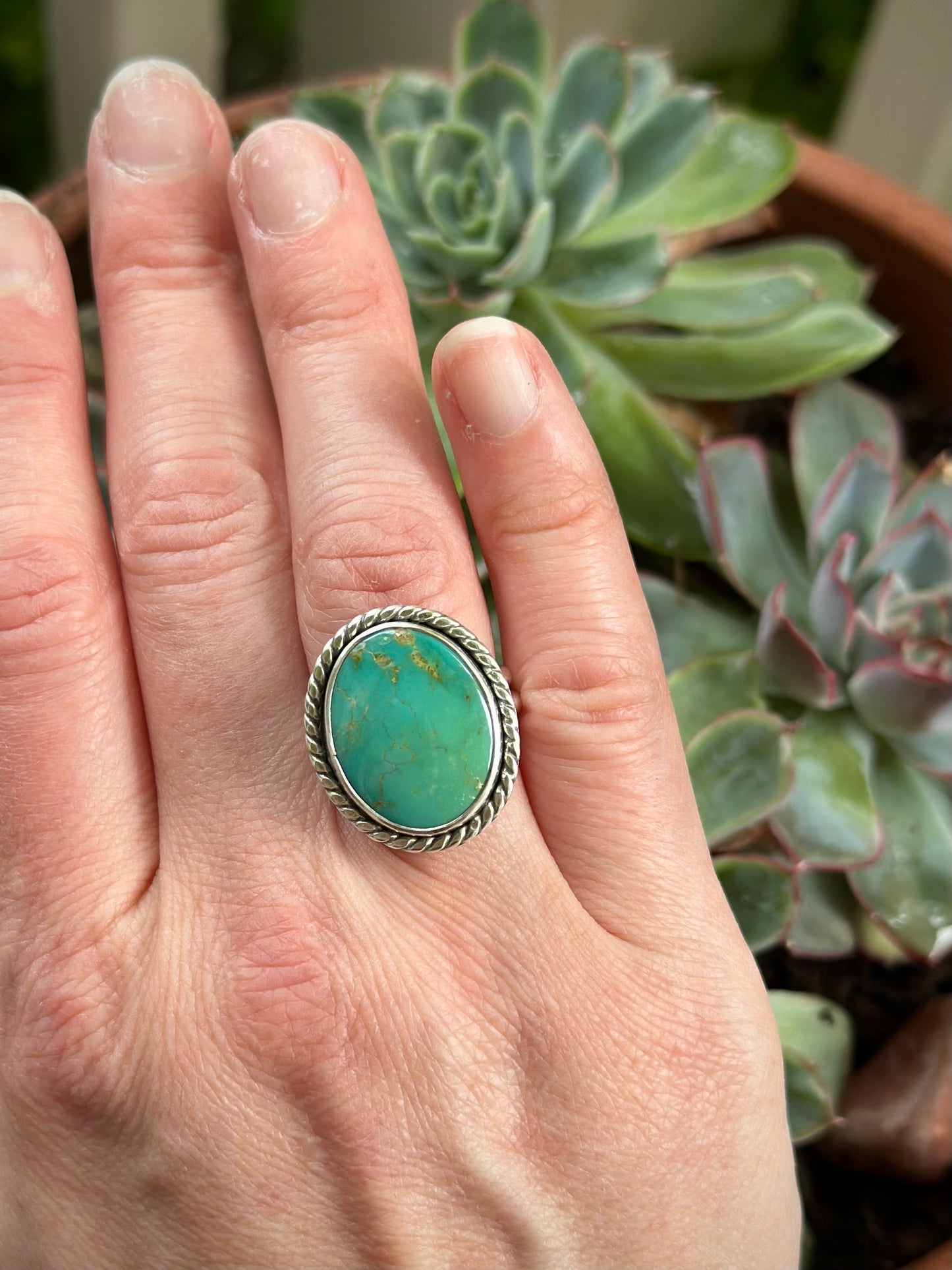 Hardy Pit Turquoise Ring in size 7.75