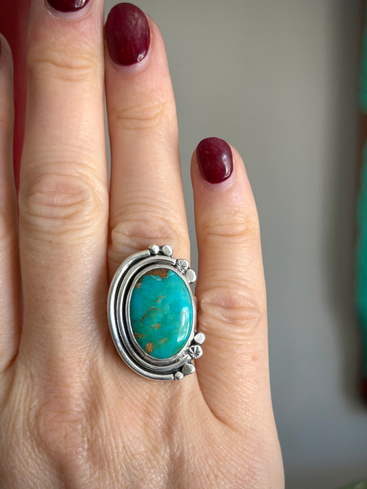 Kingman Turquoise Funky Ring size 8.25