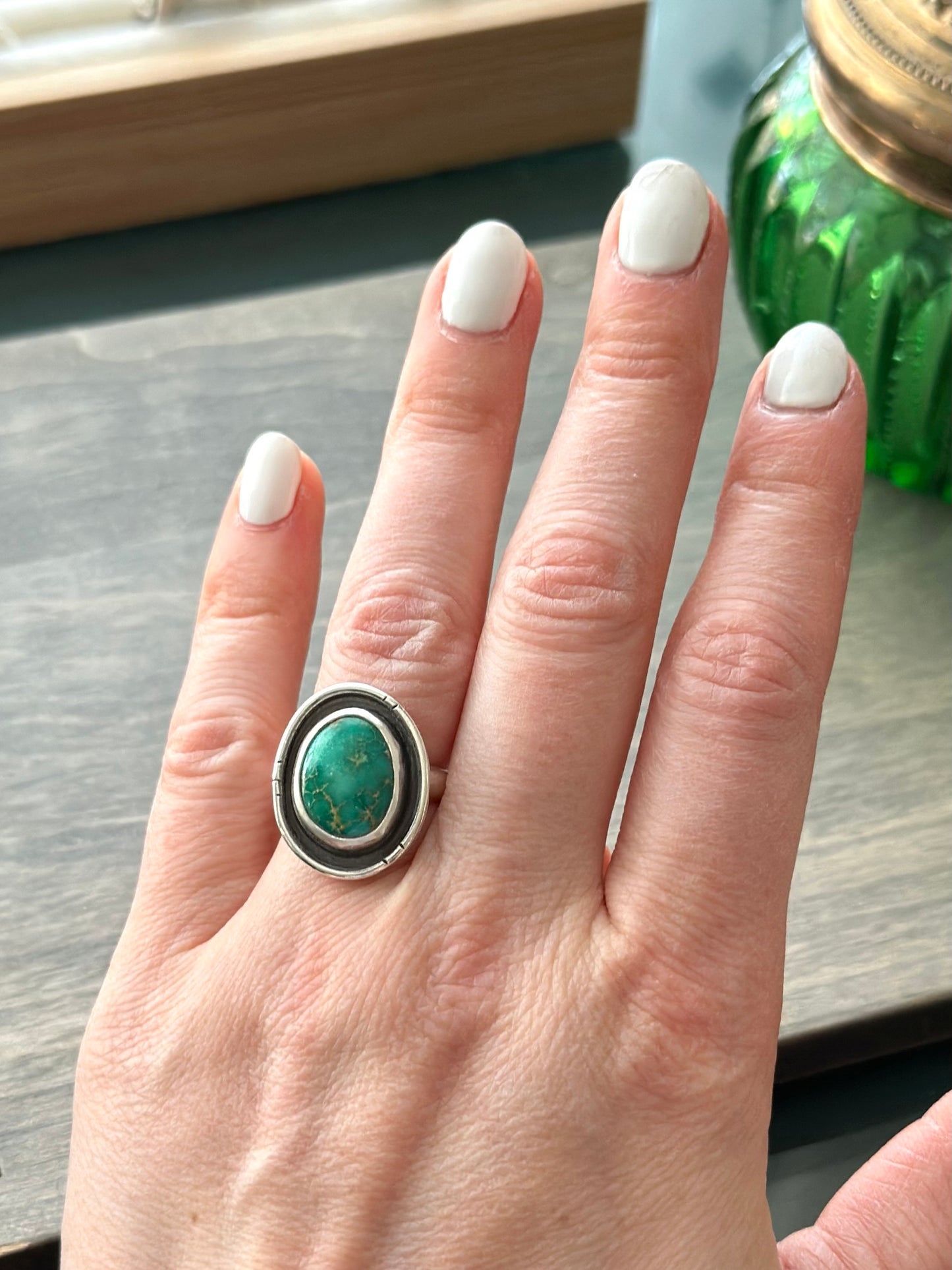 Emerald Valley Turquoise Shadowbox Ring in size 7.75