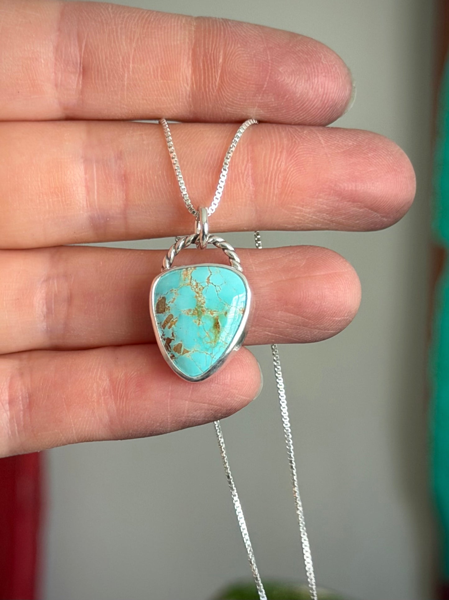 Royston Royal Blue Turquoise Necklace in Pale Blue Twist