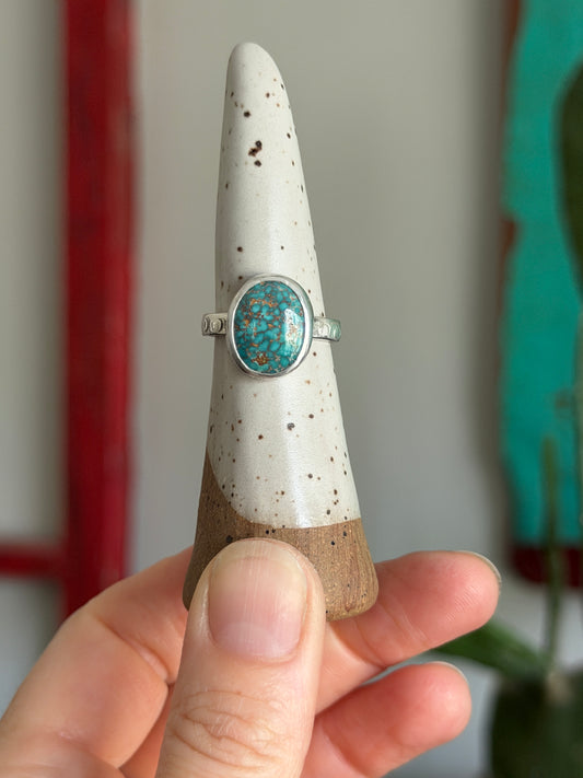 Patagonia Turquoise Stamped Band Ring in size 7.75