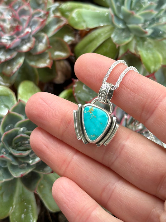 Fox Turquoise Art Deco Pendant in Blue v1