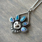 Opal Crowned Athena Laura Mears Owl Pendant in Purple + Blue