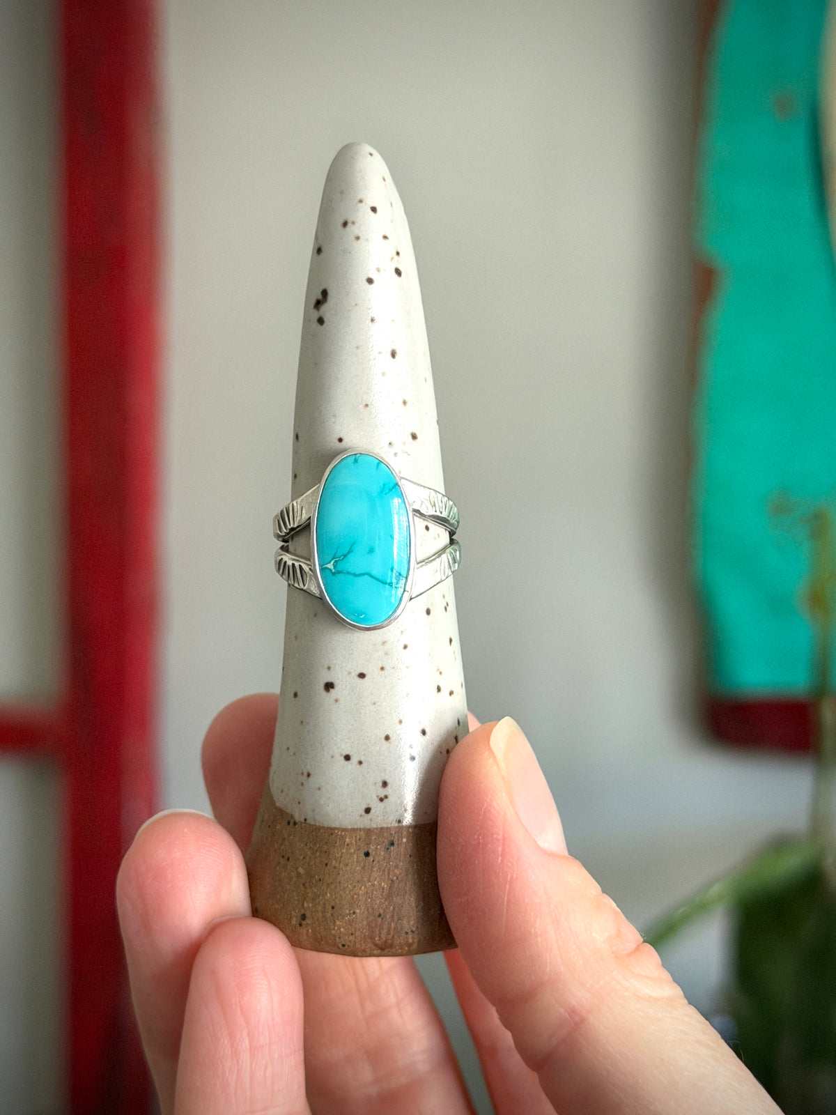 Royston Turquoise Ring size 8 STAMPED BAND