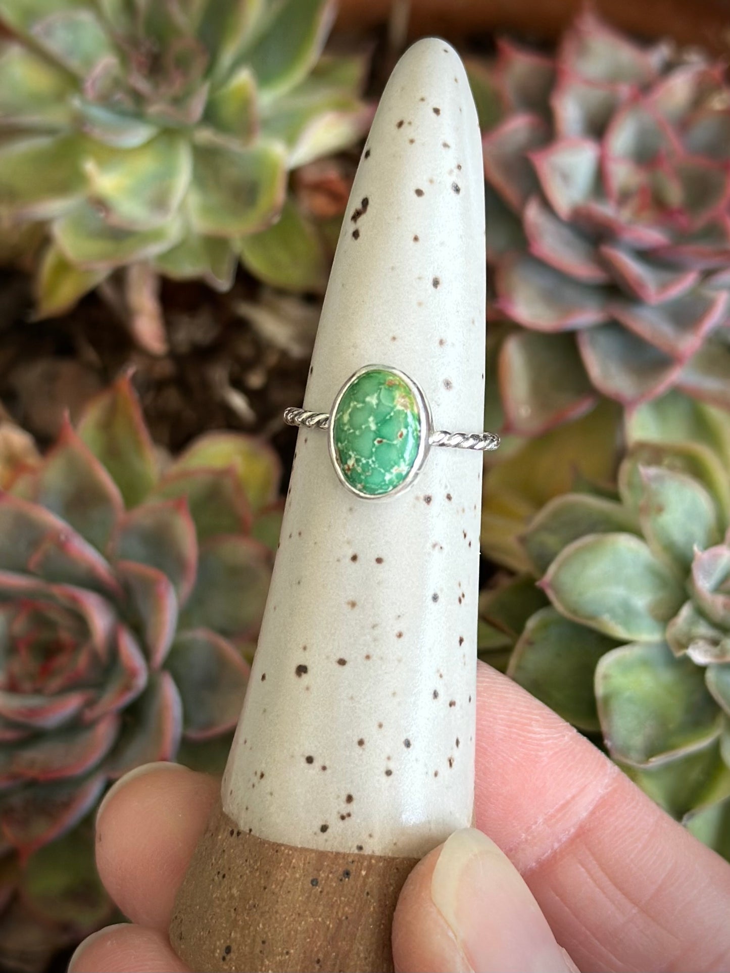 Emerald Valley Turquoise Twist Stacker Ring in size 6