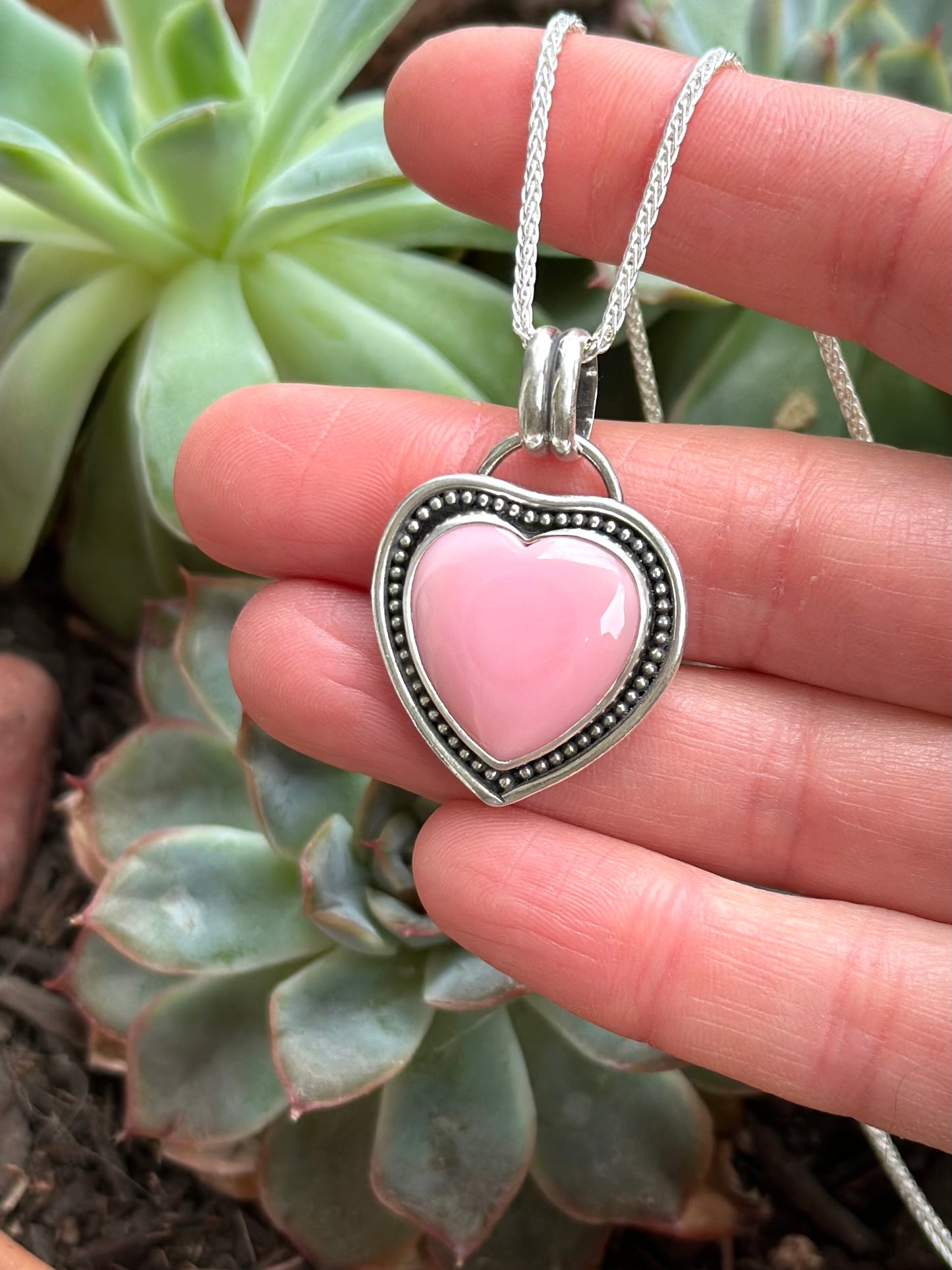 Pink Conch Shell Heart Pendant