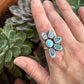 Coober Pedy Opal Half Flower Ring in size 8-1/2