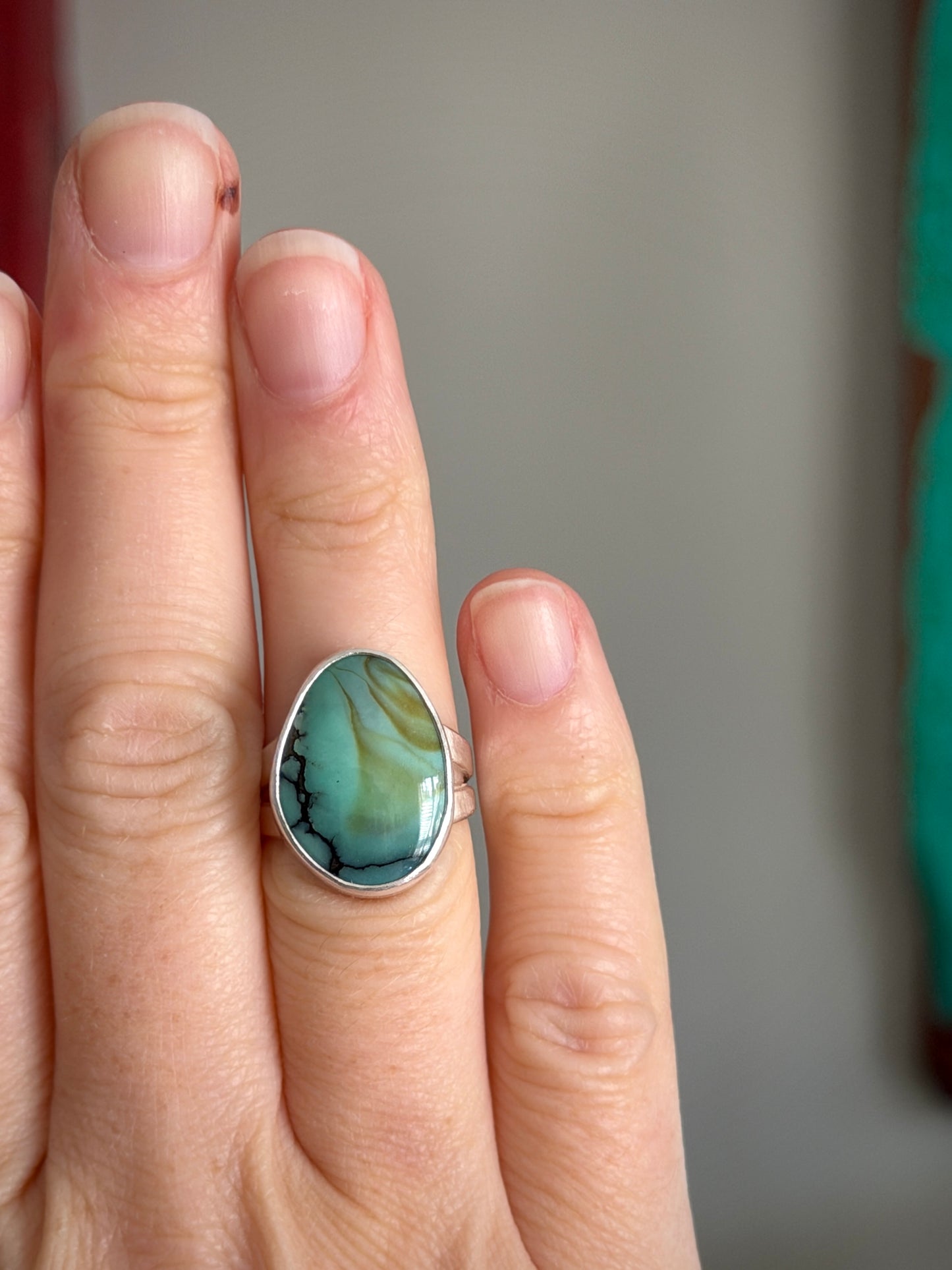 Polychrome Desert Bloom Variscite Ring size 6.5 STAMPED BAND
