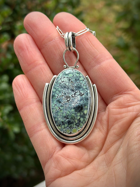 New Lander Variscite Art Deco Pendant Natural and High Grade