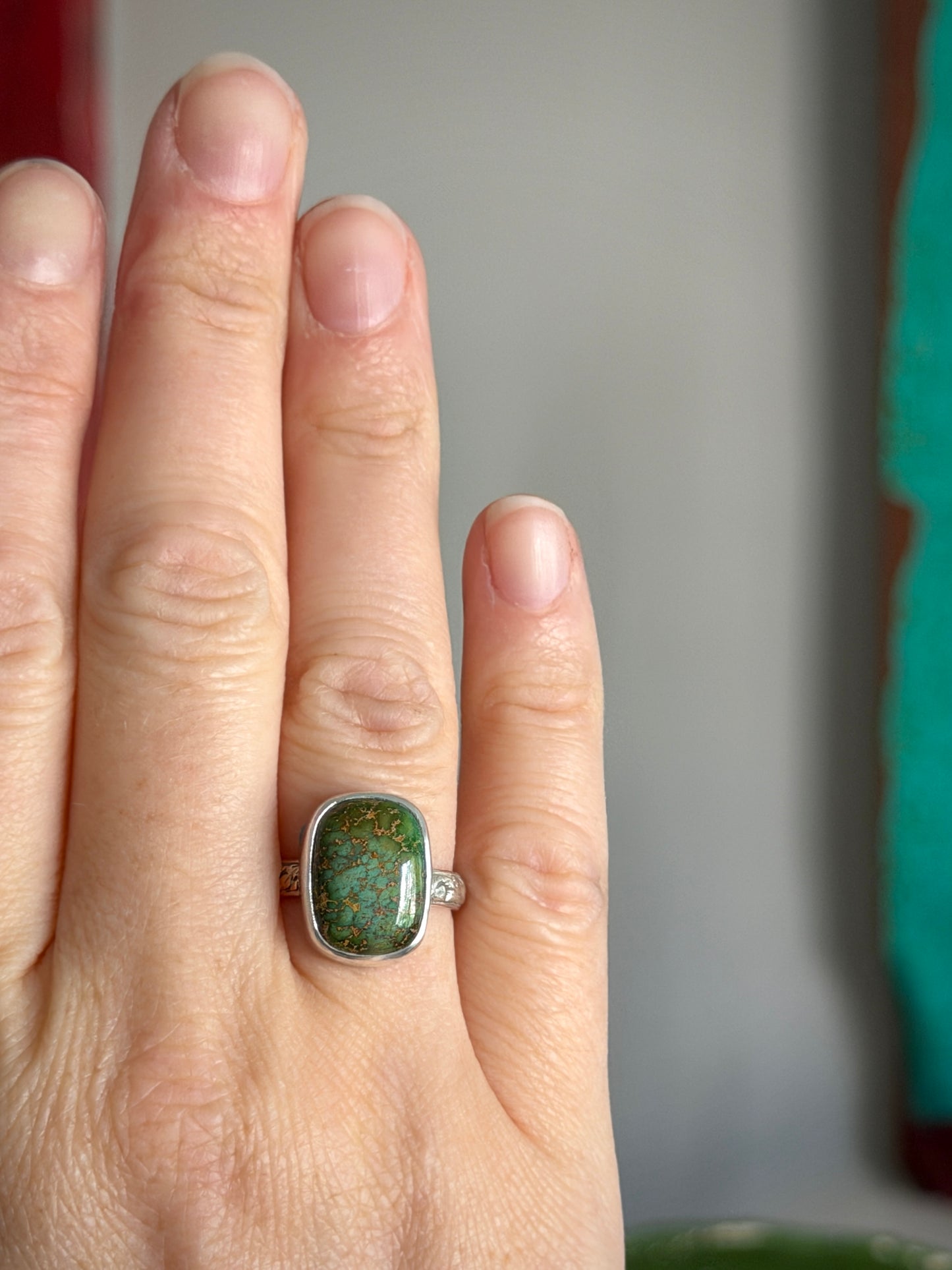 Patagonia Turquoise Rectangle Ring in size 7.5