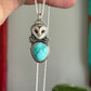 Lone Mountain Turquoise Laura Mears Owl Pendant with Succulents in Blue