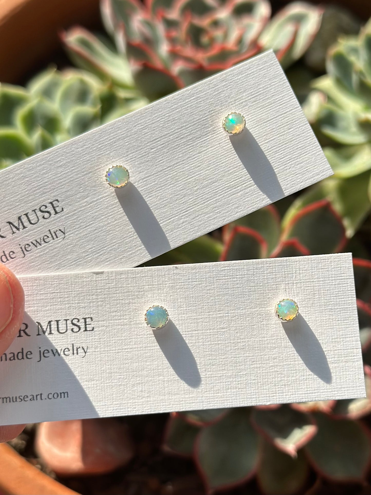 Ethiopian Opal Sterling Silver Stud Earrings v2