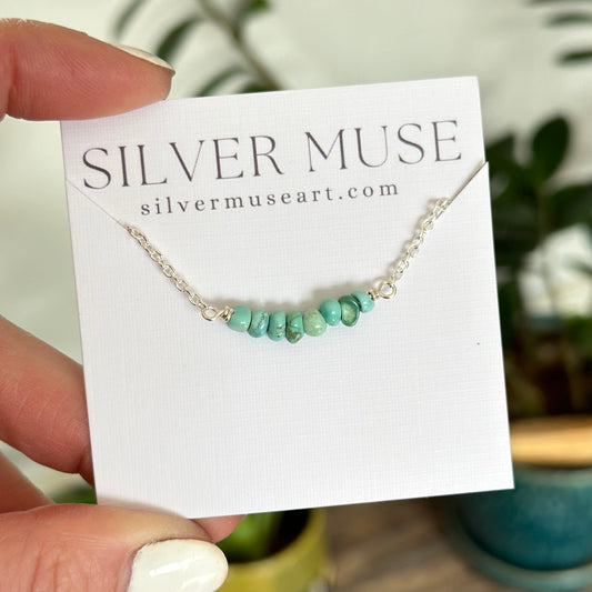 Sierra Nevada Turquoise Bead Necklace in Sterling