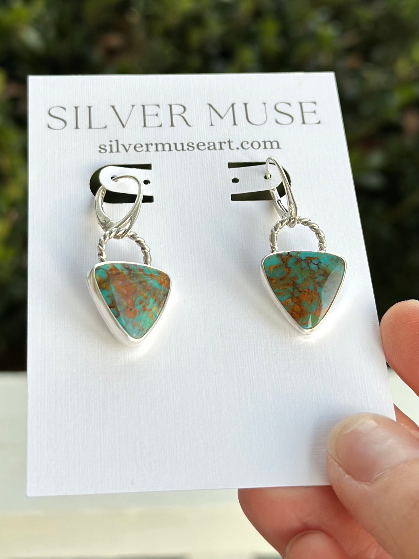 Rising Phoenix Turquoise Trillion Leverback Earrings