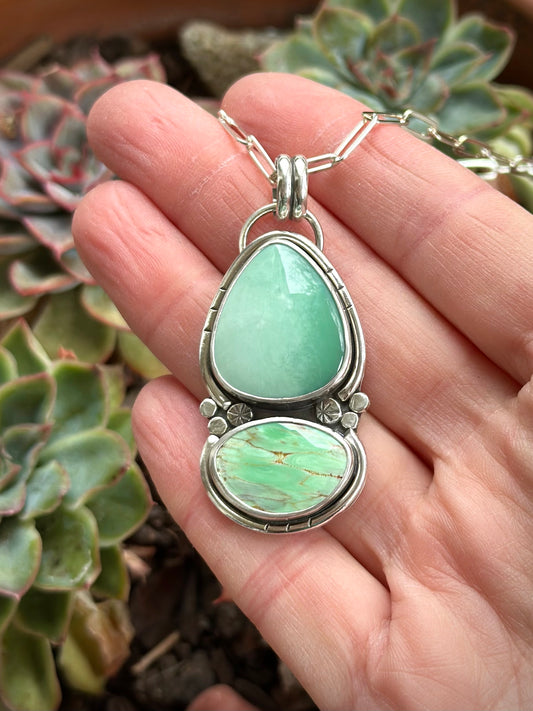 Desert Bloom + Australian Variscite Color Totem Pendant Large