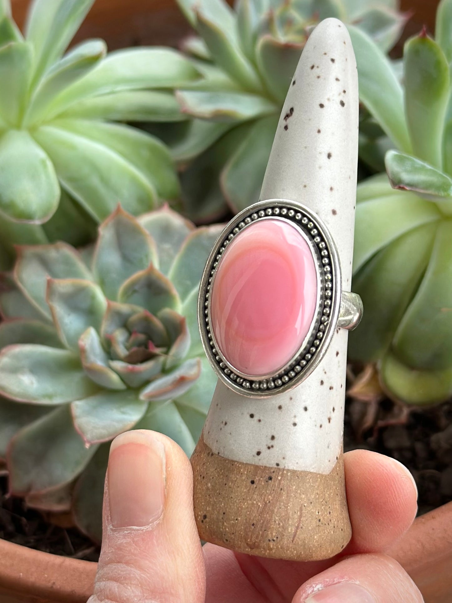 Pink Conch Shell Ring in size 9