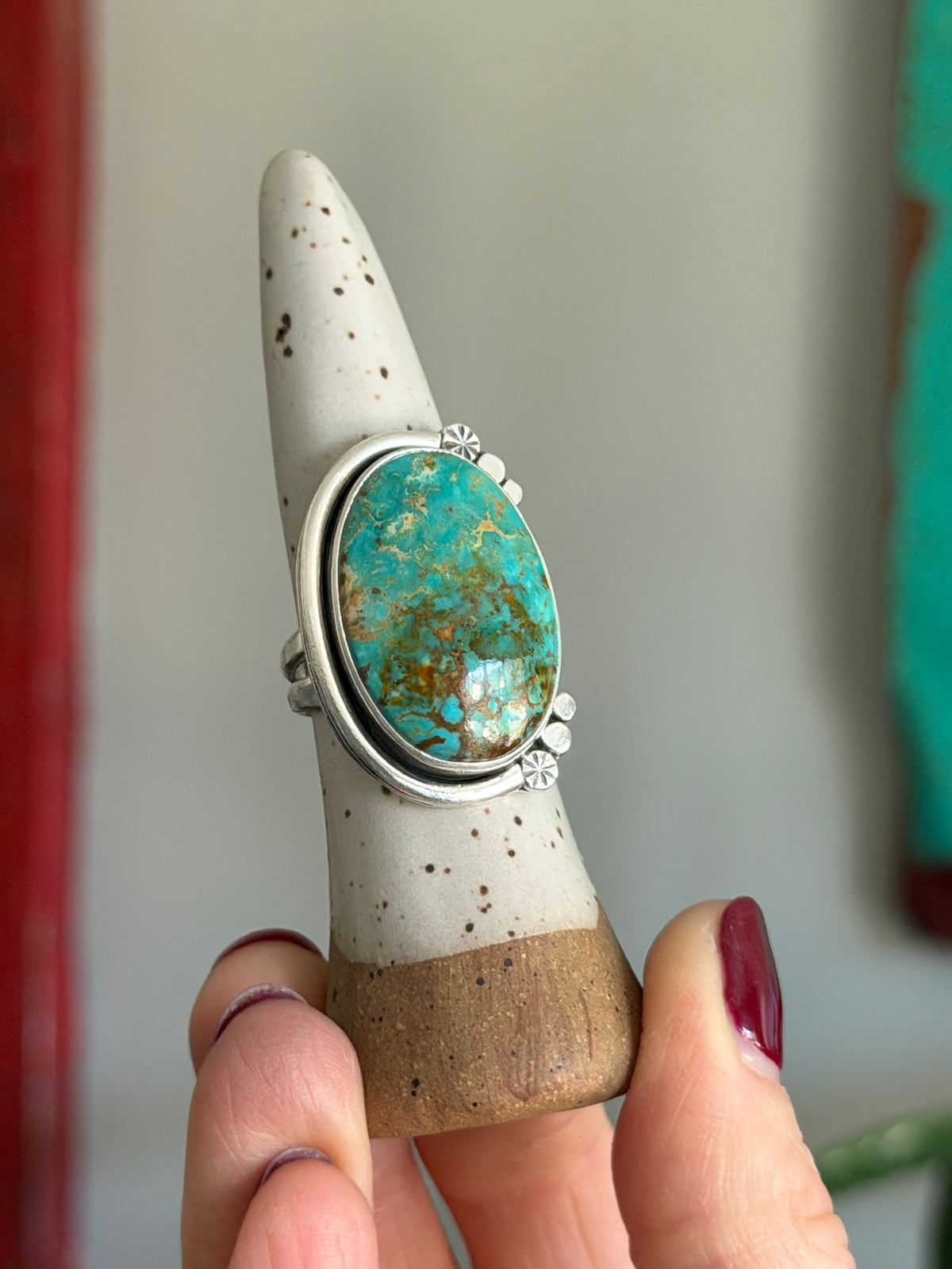 Rising Phoenix Turquoise Tree of Life Ring size 8.75
