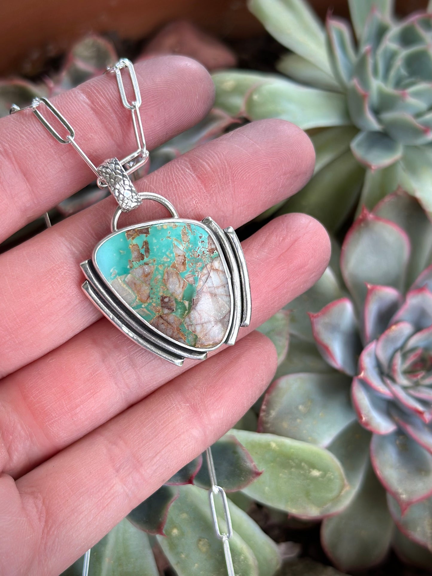 Royston Ribbon Boulder Turquoise Art Deco Pendant
