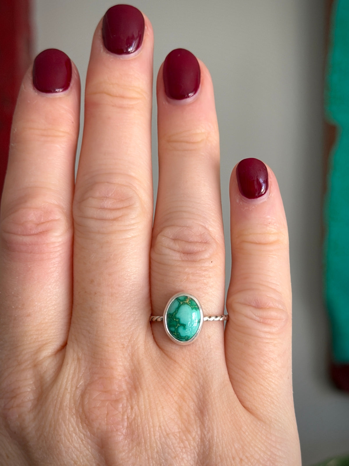 Emerald Valley Turquoise Ring Twist Band size 7.75