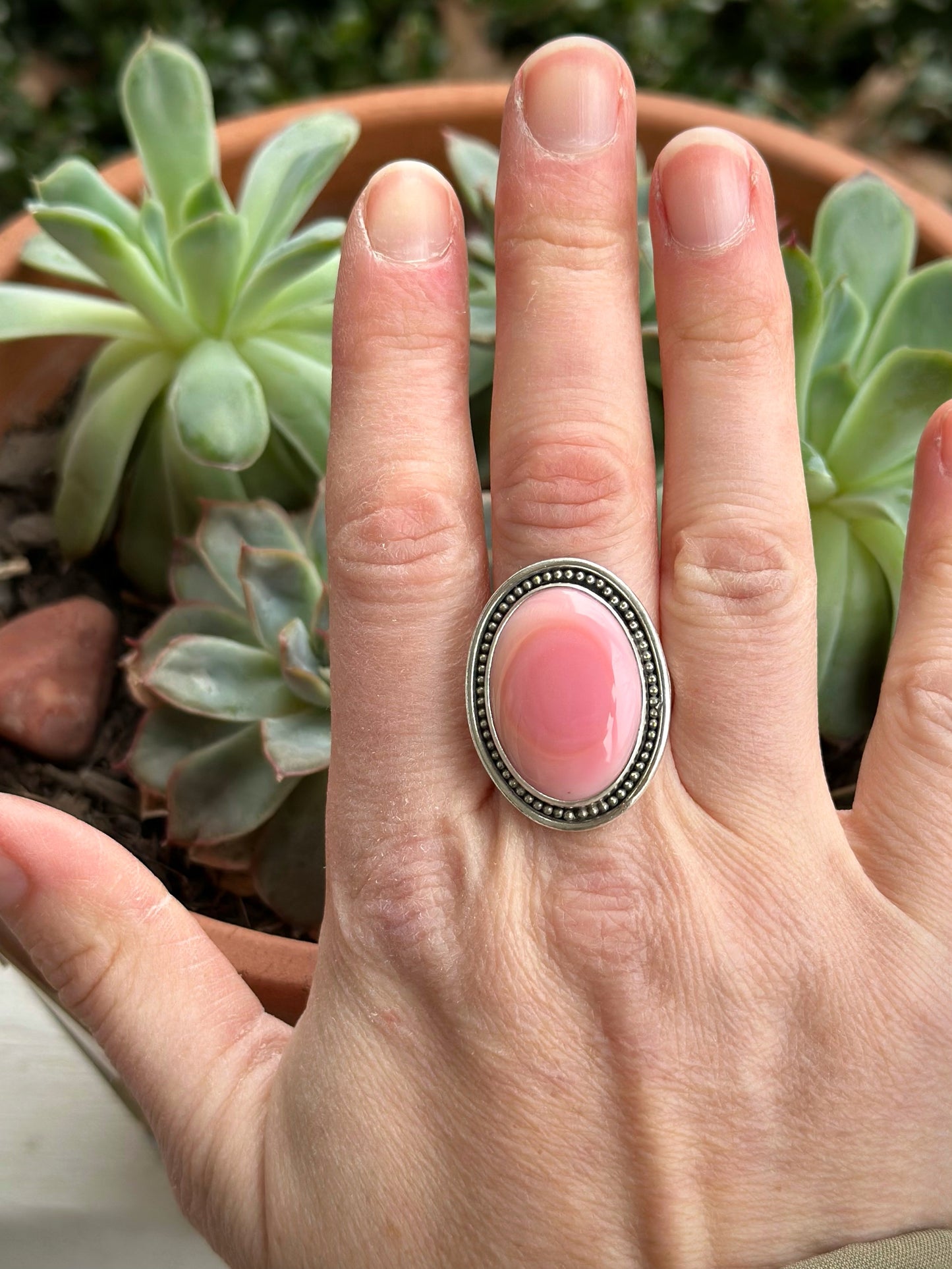 Pink Conch Shell Ring in size 9