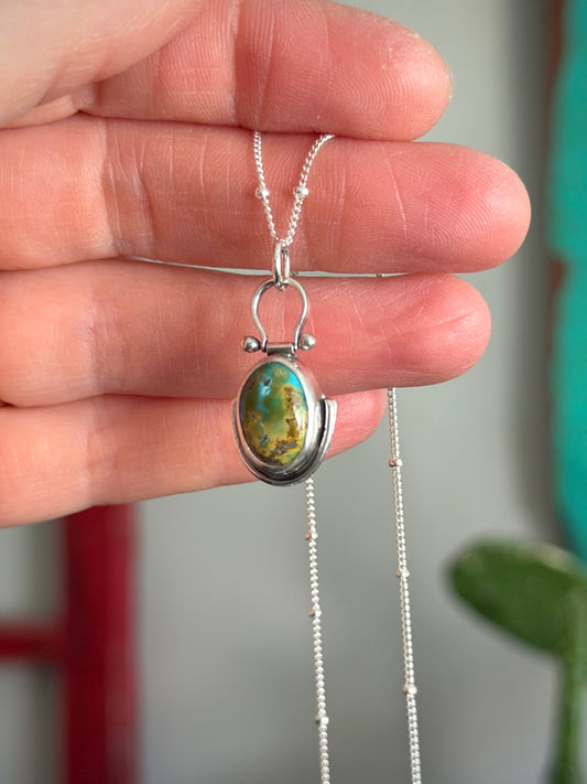 Thunderbird Turquoise Little Pinned Hinge Art Deco Necklace