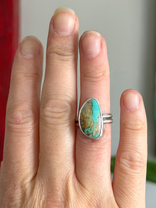 Royston Boulder Turquoise Ring in size 7