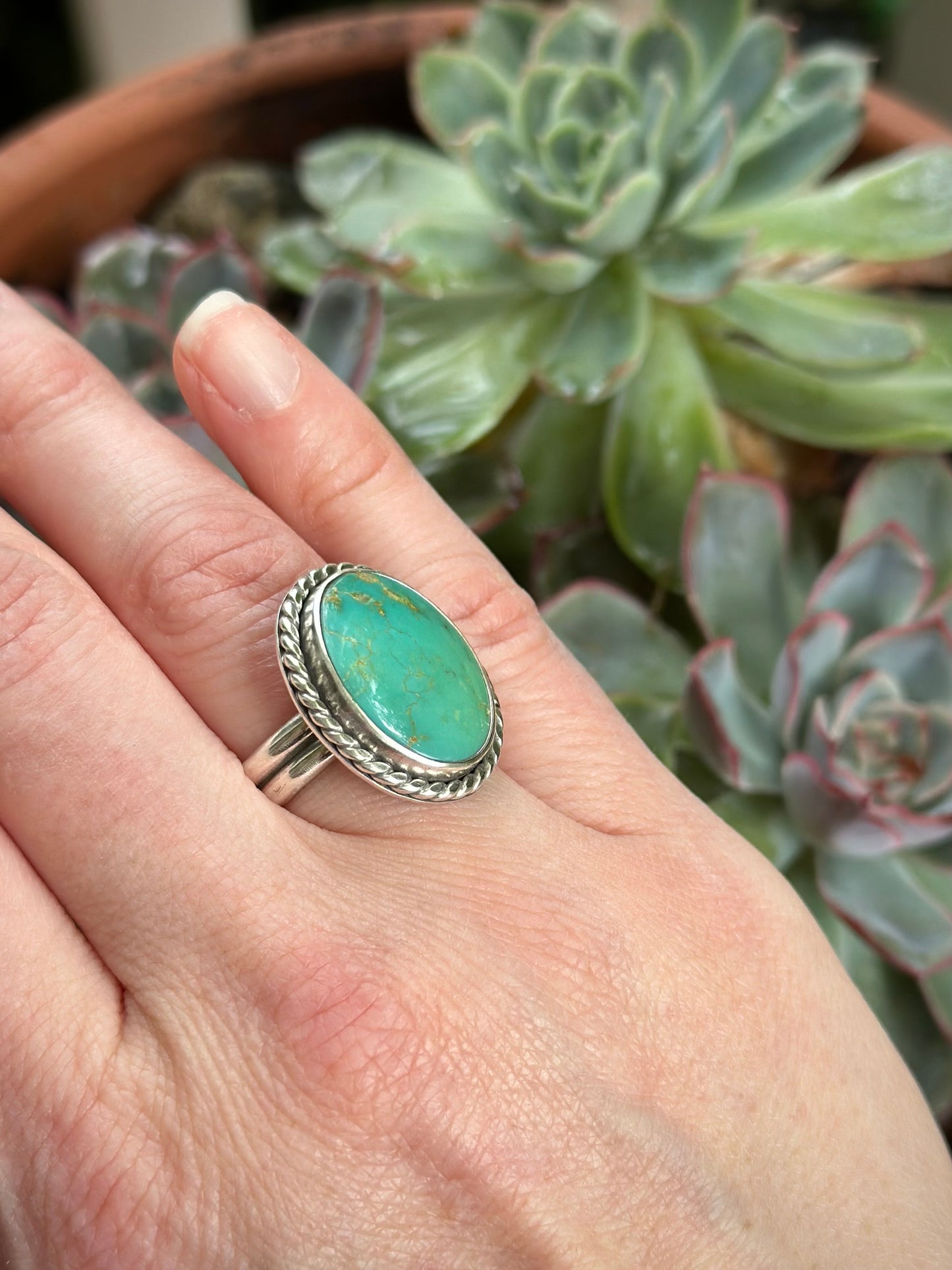 Hardy Pit Turquoise Ring in size 7.75