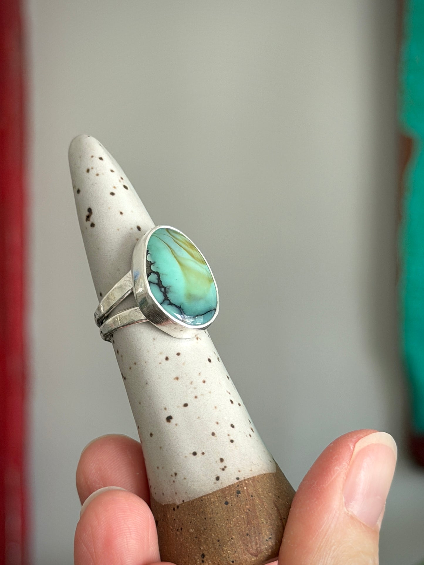 Polychrome Desert Bloom Variscite Ring size 6.5 STAMPED BAND