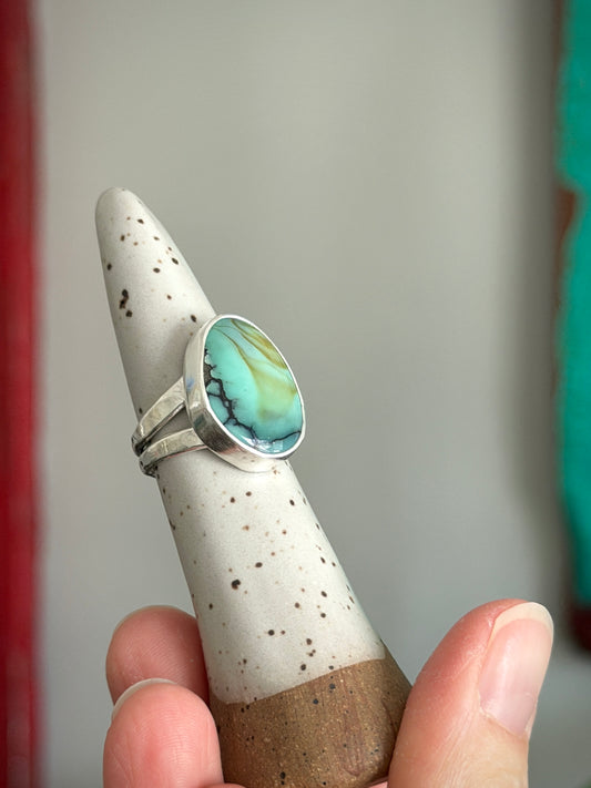 Polychrome Desert Bloom Variscite Ring size 6.5 STAMPED BAND