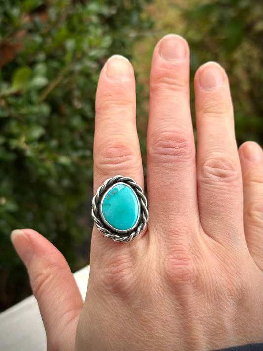 Sleeping Beauty Turquoise Twist Ring in size 8.5