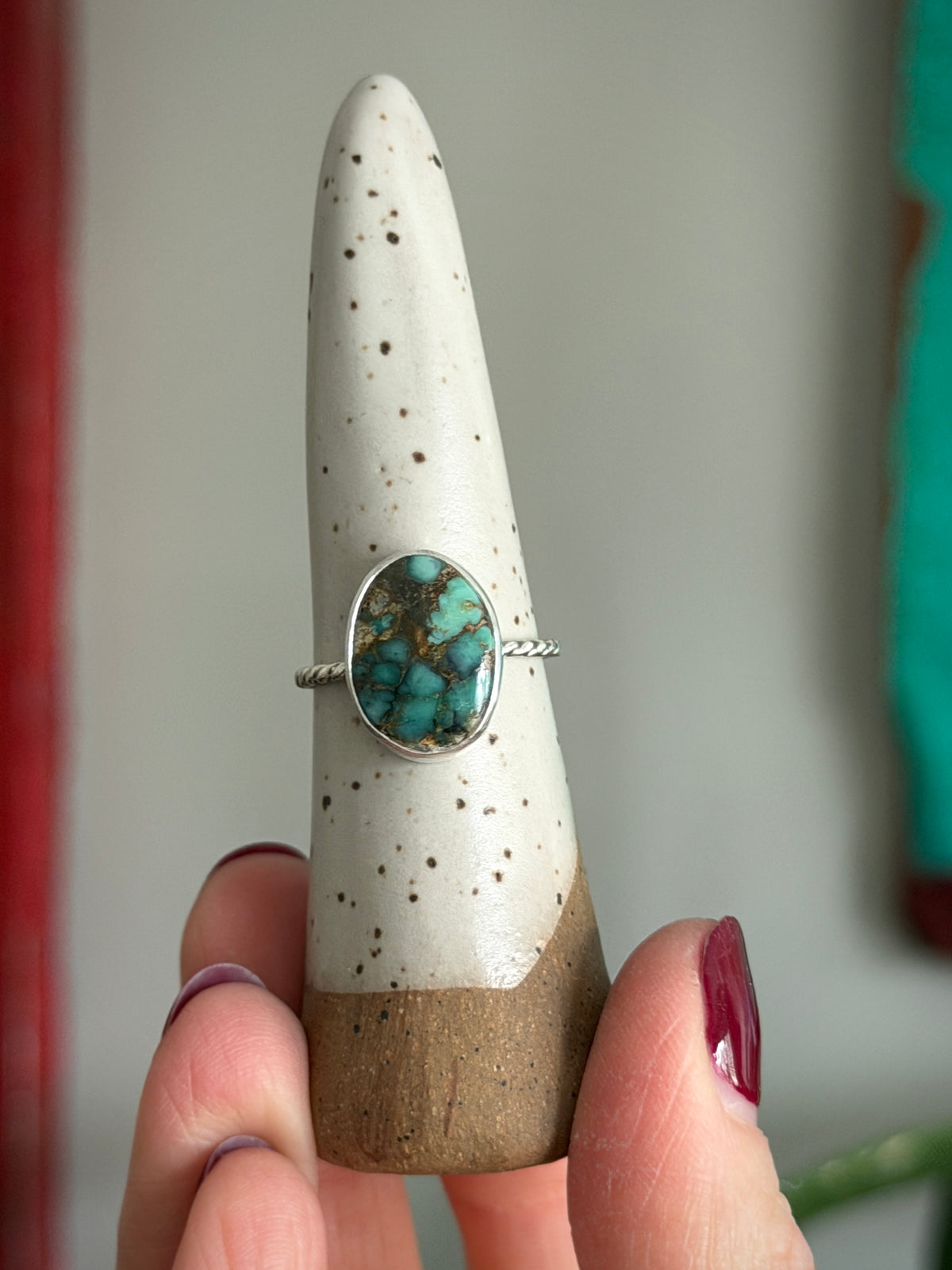 Blueboy Variscite Ring Twist Band size 8.5