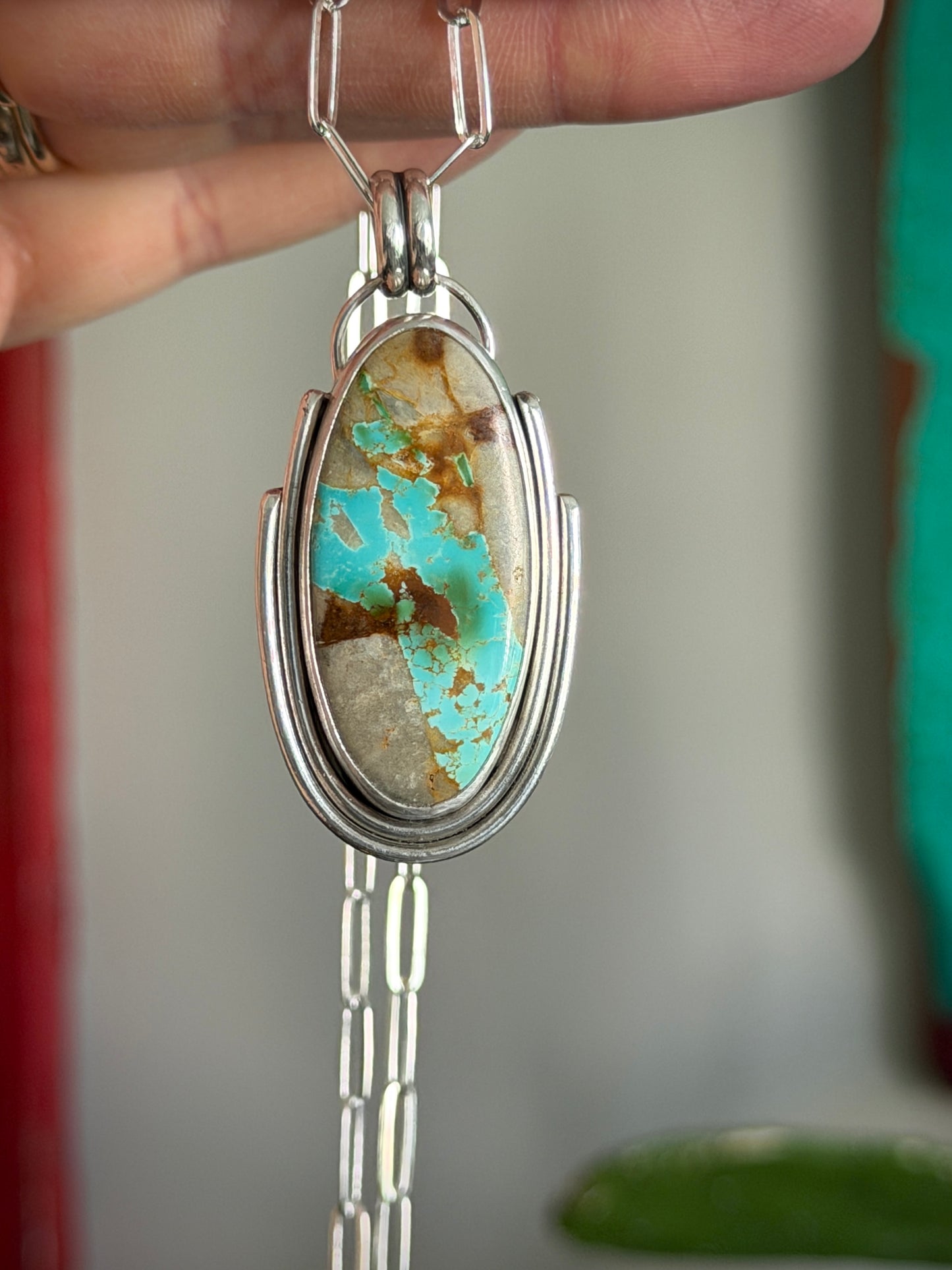 Royston Ribbon Turquoise Art Deco Pendant
