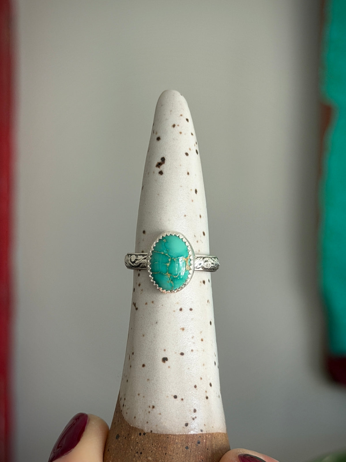 Emerald Valley Turquoise Ring Fleur Band size 6.5