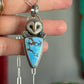 Golden Hills Turquoise Laura Mears Owl Pendant with Succulents