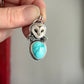 Lone Mountain Turquoise Laura Mears Owl Pendant with Succulents in Blue