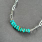 Heavy Sierra Nevada Turquoise Bead Paperclip Necklace in Deep Blue v2