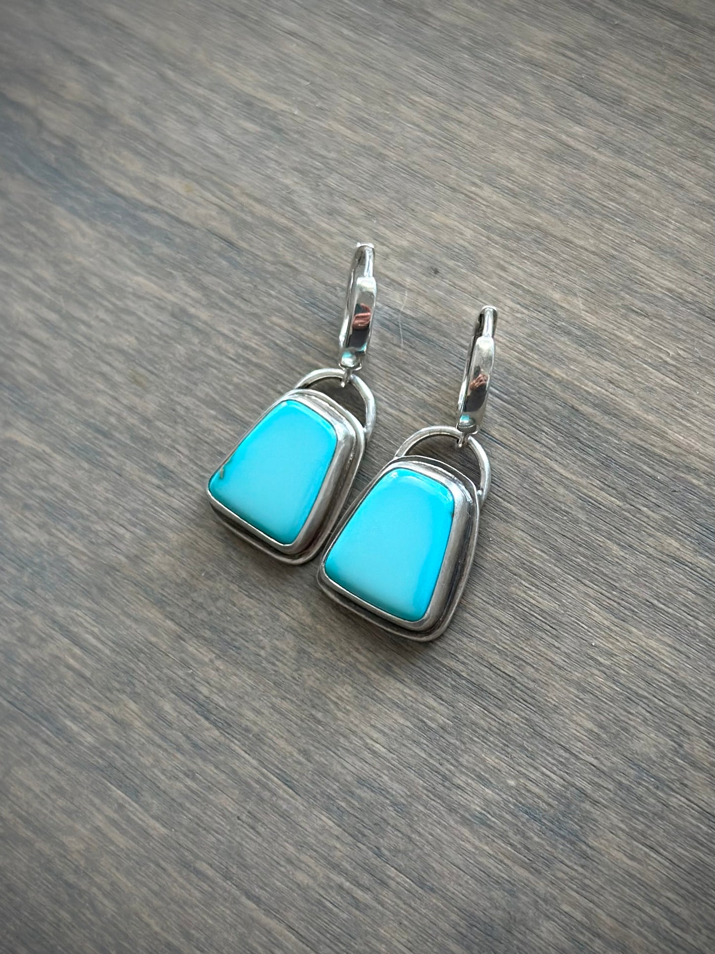 Emerald Valley Turquoise Huggie Hoop Earrings no. 2