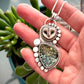 Angelwing Variscite Laura Mears Owl Face in yellow and blue