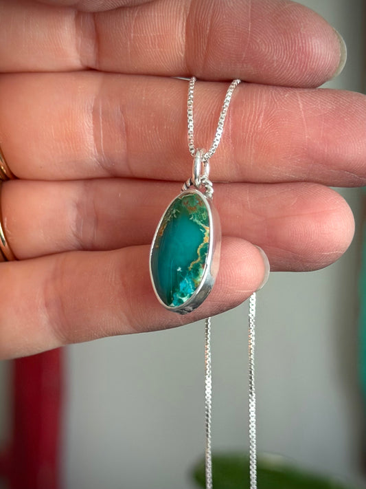 Royston Royal Blue Turquoise Necklace in Teal Oblong