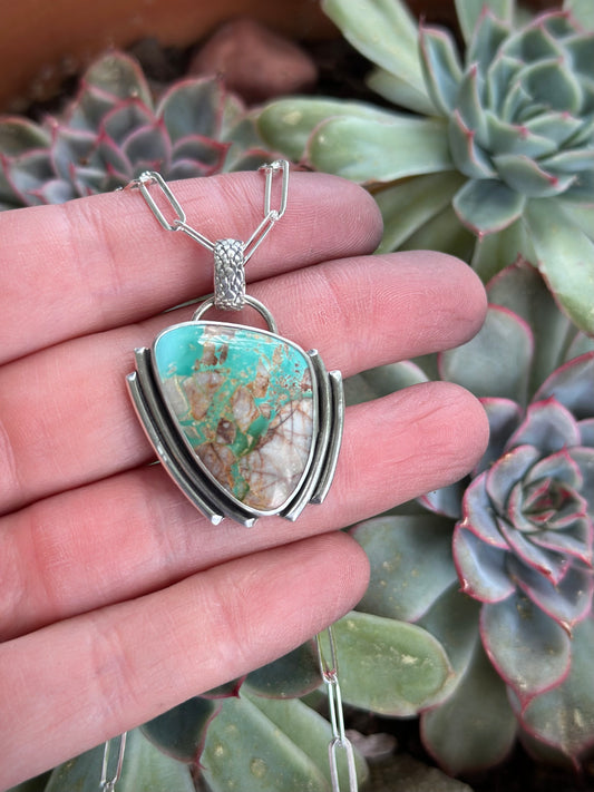 Royston Ribbon Boulder Turquoise Art Deco Pendant