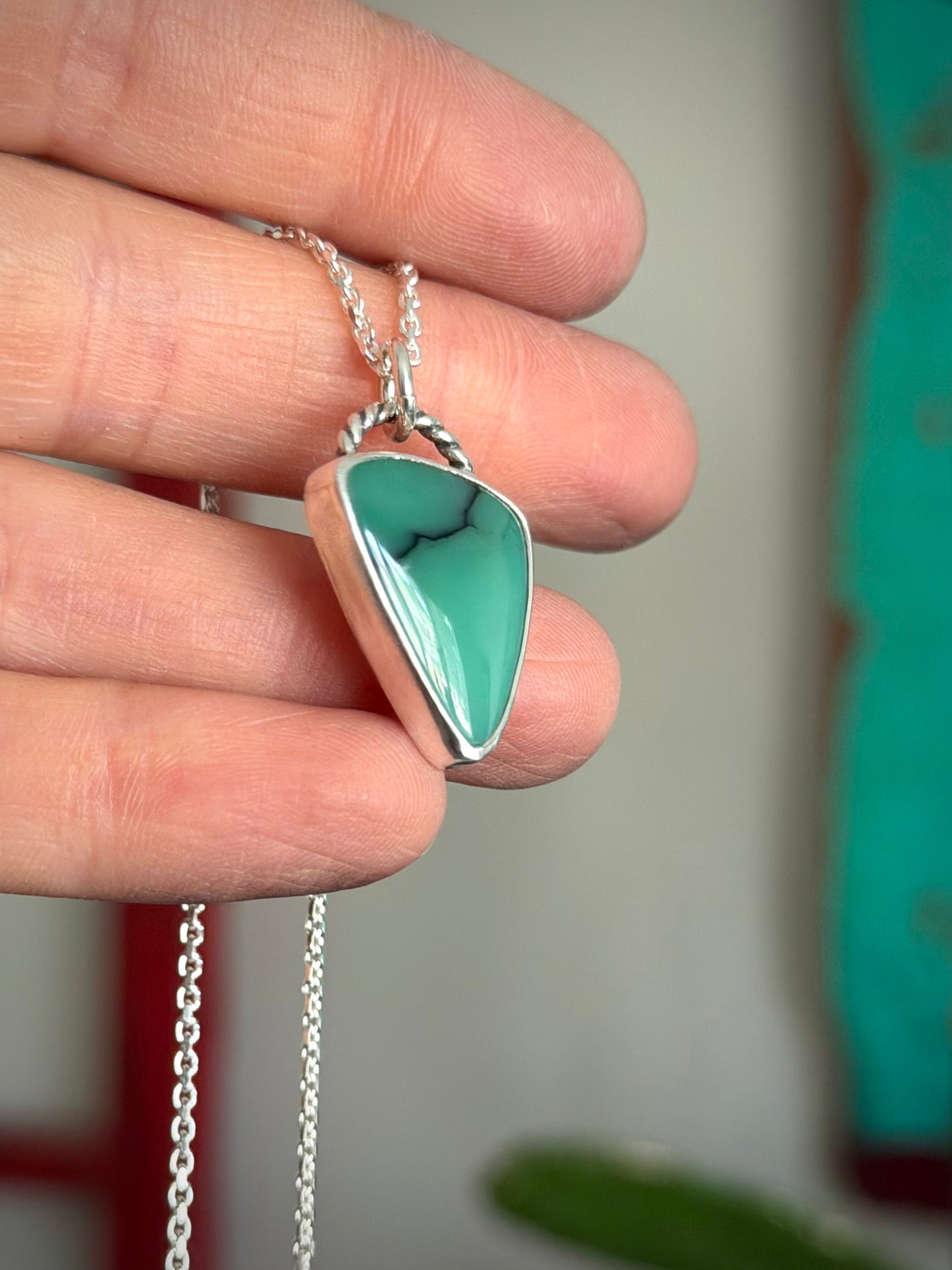 Desert Bloom Variscite Scalene Triangle Pendant with Twist